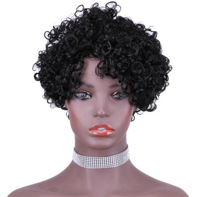 China Good Quality Black Afro Curly Water Wave Curly Curly Wigs Short Curly Wigs For Women Color Short Part Hair Side Part Wholesale Price for sale