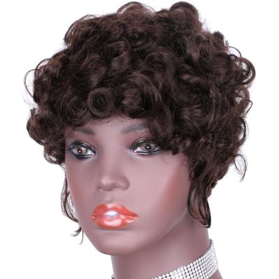 China Wholesale FRENCH LOOP Wig Egg Curl Pixie Cut Short Wavy Wave Hair Wig None Lace Up Hair Wig For Black Women for sale