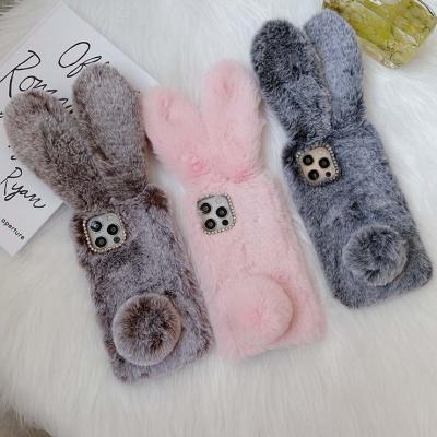 China Newest Hot Selling Hot Shockproof Rabbit Fur TPU Phone Case For Iphone 12 pro for sale