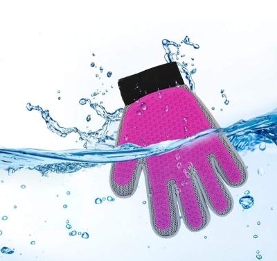 China Hot Selling Stocked Dual Function Pet Grooming Glove Throwing Hair Gloves Sweep Bathing Petting Glove for sale