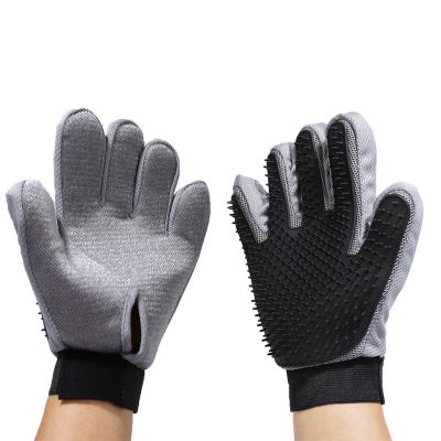 China Hot Selling Viable Silicone 2 in 1 Pet Deshedding Gloves Brush Glove Hair Slicker Mold Grooming Glove for Dogs Cats for sale