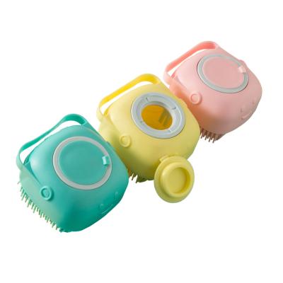 China New Style Stocked 2 In 1 Silicone Pet Cats And Dogs Portable Comfortable Cute Soft Bath Massage Brush for sale