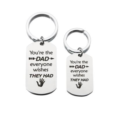 China 1pcs KEORMA New Custom Jewelry Stainless Steel Key Chain You're The DAD Everyone Wish Keychain Father's Day Gift for sale