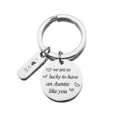 China 1pcs KEORMA custom stainless steel key chain we are so lucky to have an aunt like you love gift key chain for sale