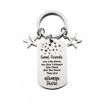 China 1pcs KEORMA Custom Jewelry Friendship Gift Key Chain Friends Good Are Like Stars Stainless Steel Military Key Chain for sale