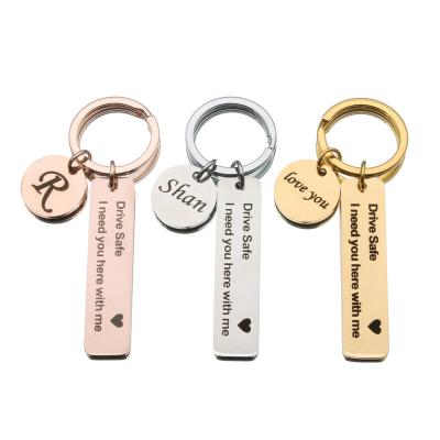 China 1pcs KEORMA Custom Stainless Steel Key Ring Jewelry Drive Safe I Need You Here With Me Key Chain Wholesale for sale