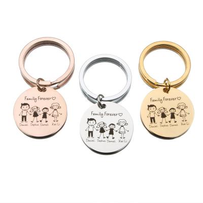 China 1pcs Family Stainless Steel Key Chain PERSONALIZED FAMILY GIFTS KEYS Private Stainless Steel Key Rings Custom Jewelry for sale