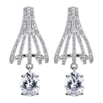 China 2022 CLASSICS 925 European and American new white water zircon drop earrings fashion jewelry silver micro-set fashion earrings wholesale for sale