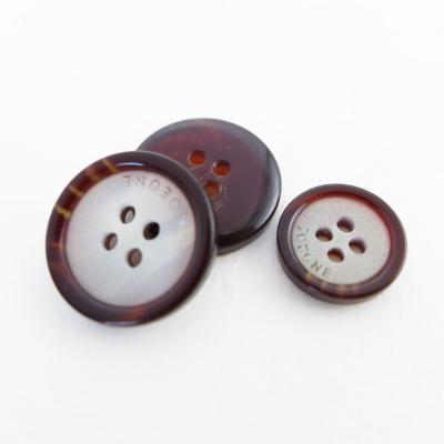 China Wholesale High Quality Natural Custom Horn Buttons 4 Hole Nickel Free Plastic Resin Sewing Buttons Resin Bottom for sale