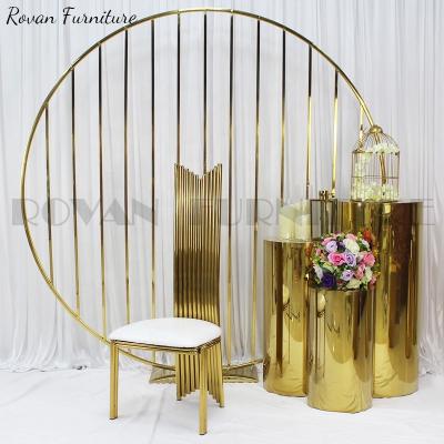 China Wedding event metal polishing gold dining bridal chair kids bar stools and round pedestals groom and flower chair backdrop standfor sale for sale