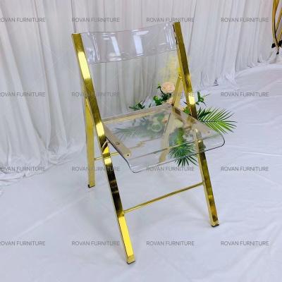 China Modern Hot Sale Gold Wedding Chair Garden Iron Coated Outdoor Cheaper Folding Chair Wimbledon Folding Chair for sale