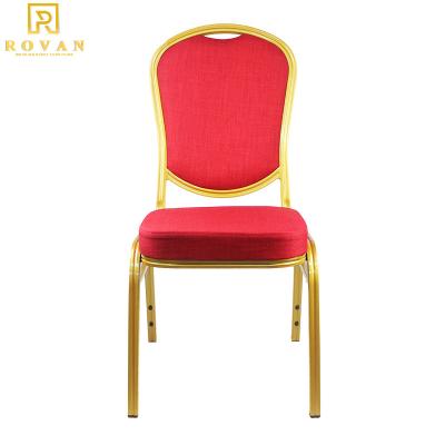 China Wholesale Hotel Banquet Chair Gold Dining Fancy Metal Banquet Chairs For Church Wedding Used Event for sale