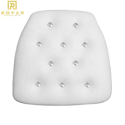 China Waterproof Crystal Wedding And Event Button Leather Chair Cushion With Plywood For Wedding Chair Seating for sale