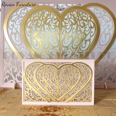 China Best Selling Luxury Modern Gold Design Heart Wedding Tables Modern Rectangular White Acrylic Countertop PVC Table With Light for sale