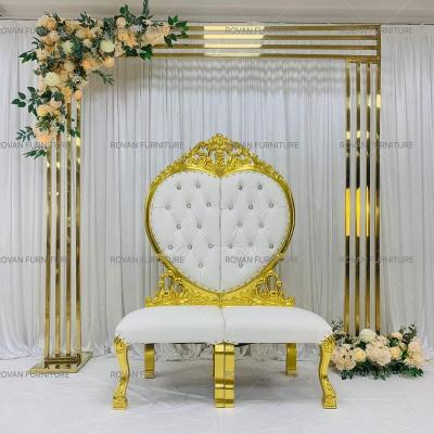 China Wholesale modern gold chair set design luxry luxry brida love throne and groom chair couples cheaper chair for sale