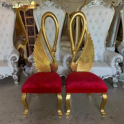 China Cheap back chair modern luxury wedding high decoration swan shape queen throne chair bride and groom for party used for sale