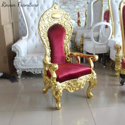 China Traditional Wholesale Cheap Gold Throne Chair Wedding and Event Bride and Groom King Throne Chair for sale