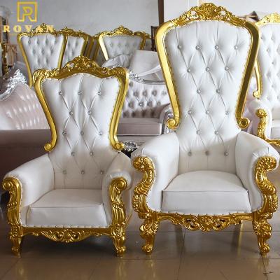 China Cheap Solid Wood Wedding King Throne High Back Chair For Party Bride and Groom Luxury Chair for sale