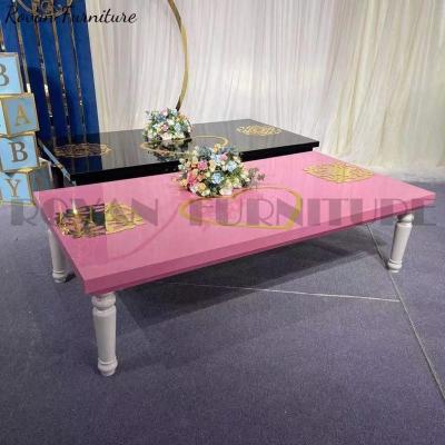 China Wedding party kids high quality modern rectangular pvc pink and white acrylic table for party event for sale