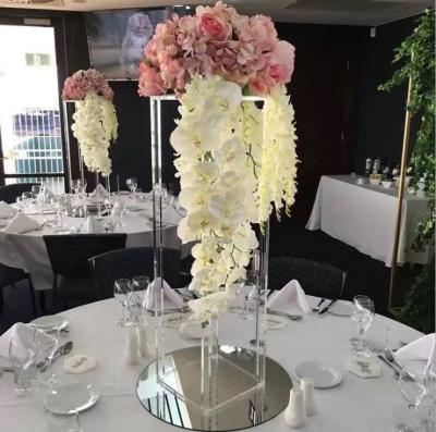 China New Style Modern Clear Acrylic Column Pedestal Display Stand Centerpiece Flower Stand For Wedding Table Decorate for sale