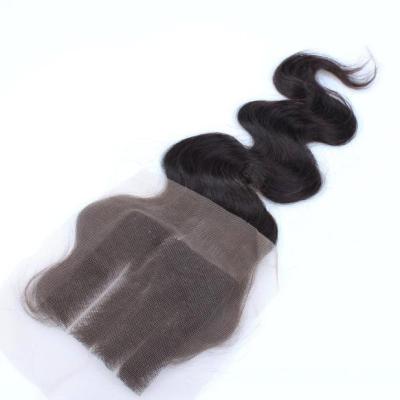 China Unproducssed Peruvian Hair 3 Part  Natural Color Body Wave 4*4 Lace Closure for sale