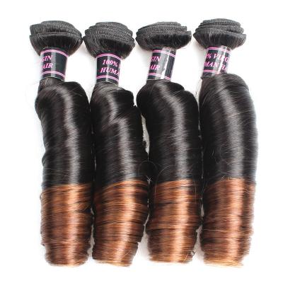 China New Fashon Design Ombre Color Spring Curl No Smell Nice Touch Virgin Human Hair Weft for sale