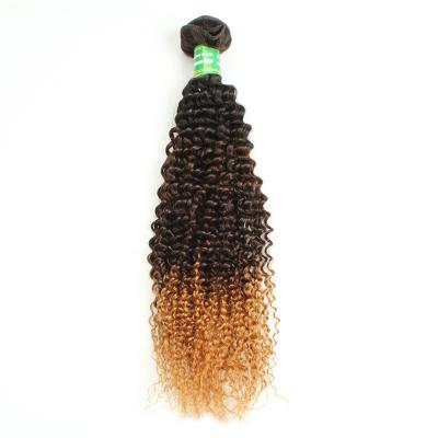 China AAAAAAA Good Quality Human Hair Weft Kinky Curl Hair Extensions Ombre Colored for sale