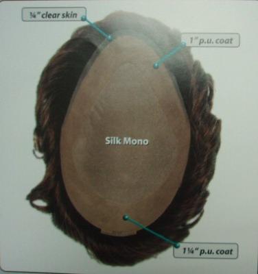 China Human Remy Hair Men's Toupee Hair Replacement  Silk Base with Thin Skin Coated for sale