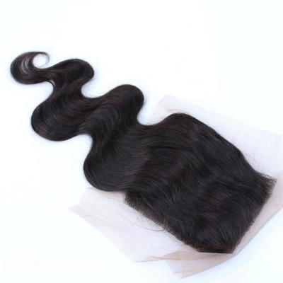 China Hot Selling Natural Color Body Wave 8A Grade Virgin Peruvian Hair Silk Top Lace Closure for sale