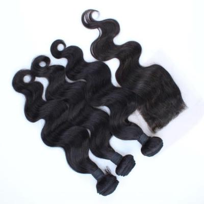 China Grade 8A Lace Frontal Closure with 3 Human Hair Bundles Brazilian Virgin Hair for sale