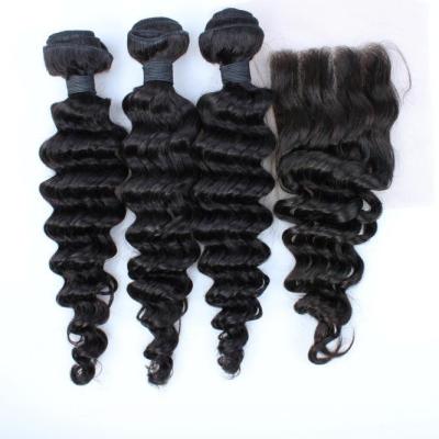 China wholesale 8A grade cheap 3 parting lace closure brazilian virgin hair bundles with lace closure for sale