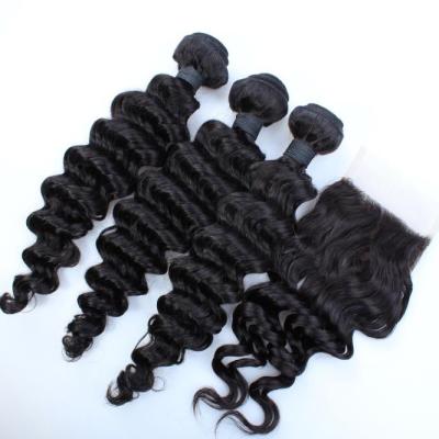 China 7A Top Quality Virgin Brazilian Human Hair Bundles With Cheap Free Parting Lace Closure for sale