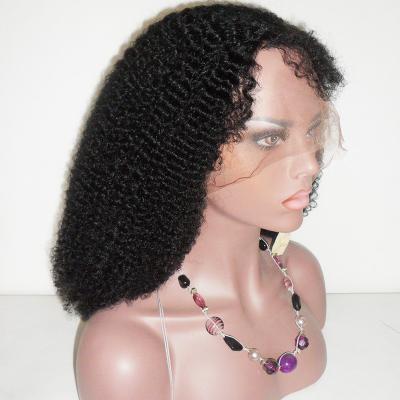 China Natural Black Top Quality Kinky Curl Texture Peruvian Remy Hair Wigs for sale