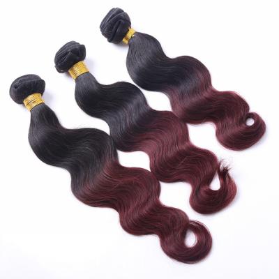 China Machine double brazilian hair weft two tone ombre colored hair weave bundles for sale