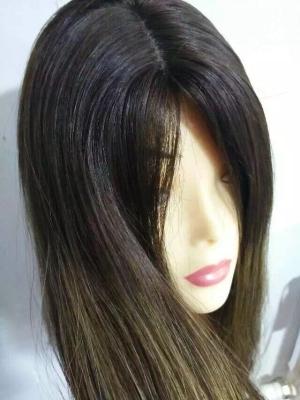 China European Human Hair Wig Jewish Wig Kosher Wig, 22 inches Dark Roots for sale