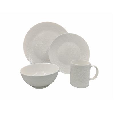 China New Wholesale Disposable Embossed Ceramic White Dinnerware Sets Porcelain Dinnerware For Dining for sale