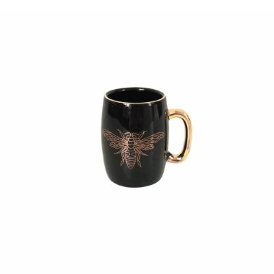 China Disposable Creative Elegant Ceramic Black Gold Rim Mugs Mini Porcelain Gift Cups For Sale for sale