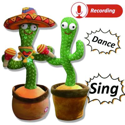 China 2021 hot dance wiggle dancing singing cactus plush toy plush doll child voice recording dancing cactus for sale