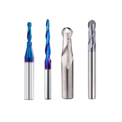 China Small Diameter Carbide Flute Micro Flute Carbide 7mm 6mm Deep Shank Ball Nose End Mill for sale