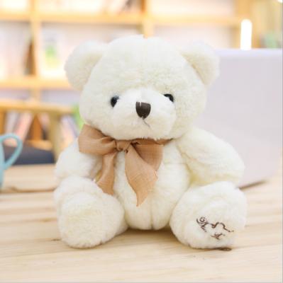 China Cute Valentine Gift Foot Embroidery Teddy Plush Bear With Bow Knot Plush Stuffed Toys for sale