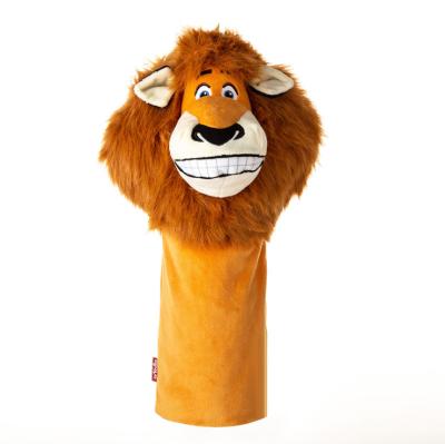 China Custom Wholesale Plush Brown Style 460CC Driver Club Cover Soft Dark Animal Lion Golf Club Head Cover for sale