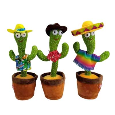 China Cute Plush Stuffed Flowerpot Twisting Talking Dancing Cactus Doll Singing Music Cactus Plush Toy for sale