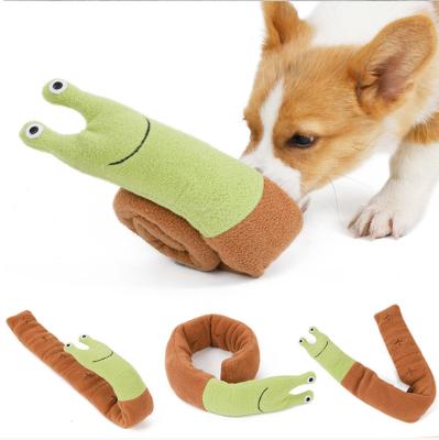 China Slow Food Hidden Puzzle Dog Toys Soft Toy Puppy Plush Toys Molars Snail Squeak Training Game for sale