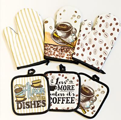 China Wholesale Custom Minimalist Porcelain Cotton Potholder and Oven Mitt Set for sale