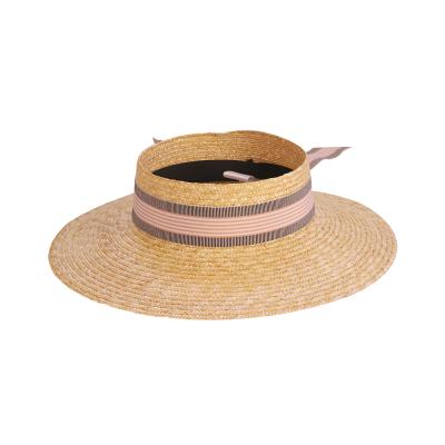 China 2020 new fashion hot sale summer beach sun visor wheat straw barred high quality straw hat for sale