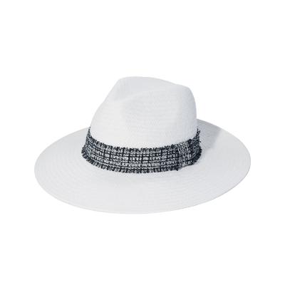 China 2020 New Hot Selling Outdoor Handmade Paper Rib Wide Brim Paper Braid Panama Straw Hat For Men for sale