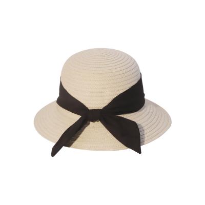 China High Quality Paper Braid Fashion Ribbon Plain Dyed Bucket Hat Summer Straw Hat For Woman for sale