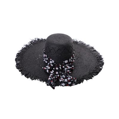 China Hand made soft natural straw hat checked new of straw hat 2021 high quality bao straw hat for sale