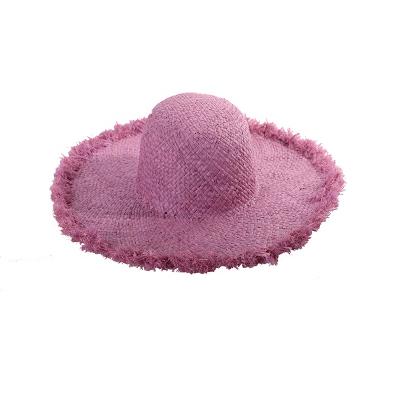 China 2020 Dobby Woman Sun Straw Hat Runway Pink Natural Handmade Soft Straw Hat for sale