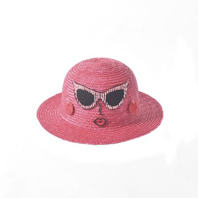 China Wholesale Summer Straw Hats Straw Hats Paper Wide Brim 2020 Soft Flexible Picture Children Sun Beach Hat for sale